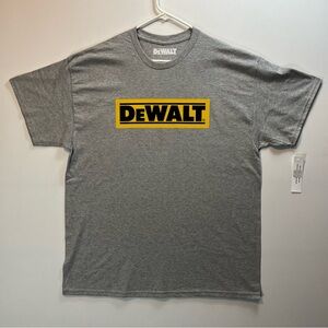 Dewalt Yellow Logo, Gray T-Shirt (Adult Size) 20V Power Tools Tee, New Condition